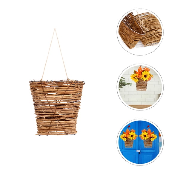 TEHAUX Thick Vine Woven Basket for Wall Hanging Plant Holder, Flower Display Decor, Indoor Outdoor Garden Planter