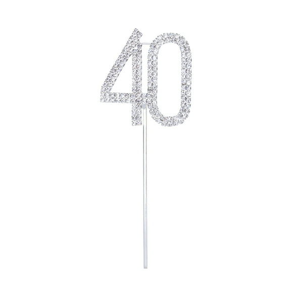 TEHAUX Happy Birthday Cake Toppers Silver for Party Hosts 1Pack