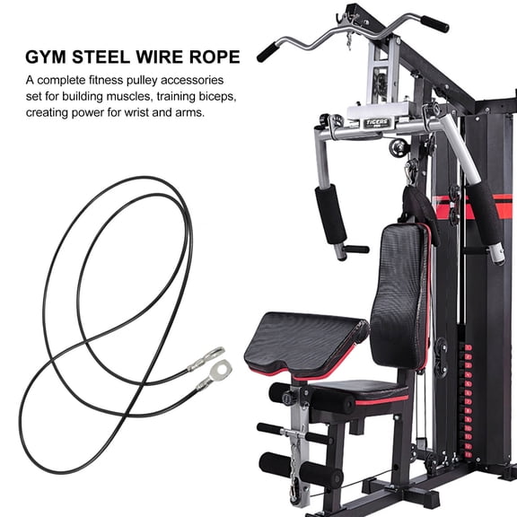 TEHAUX Indoor Gym Pulley Cable Replacement Heavy Duty Steel Wire Black Fitness Equipment Parts