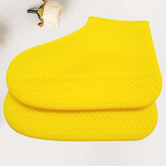 TEHAUX Yellow Rainy Day Boot Protector, Soft Flexible Silicone Shoe Covers with Anti-Skid Texture for Wet Weather
