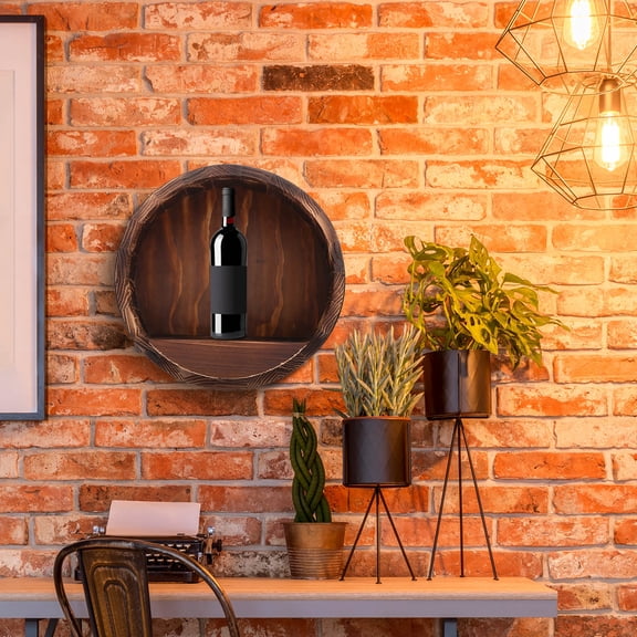 TEHAUX Display Rack Wooden Wall Mounted Barrel Shelf Rustic Decor for Adults 1Set