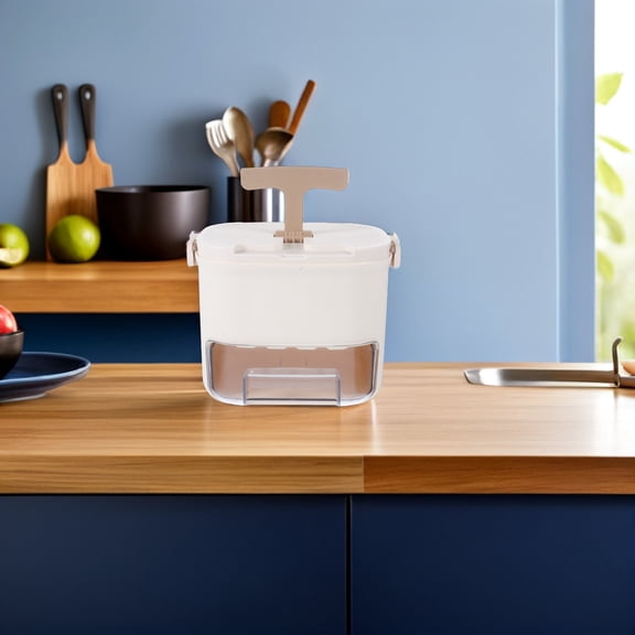 TEHAUX Ivory Double Layer Plastic Ice Bucket for Freezer, Compact Ice Box Organizer for Efficient Storage