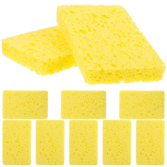 TEHAUX Khaki Rectangular Scrub Sponge 10Pcs Durable for Car Use and Kitchen