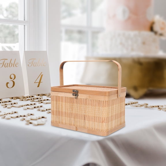 TEHAUX Hand Woven Basket Bamboo 1Pcs Decor 10.2x7.5x6.1In