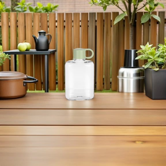 TEHAUX Light Green Travel Flat Water Bottle Lightweight Plastic Flask Leakproof Handle