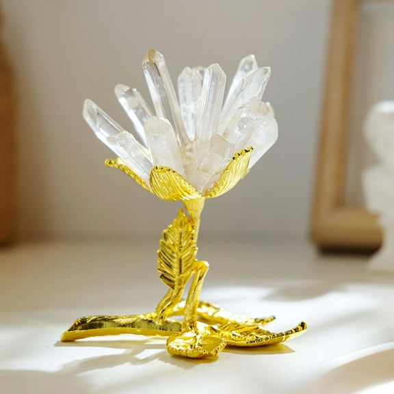 TEHAUX Golden Crystal Flower Cluster Ornament for Tabletop, Office, Home Decor and Decoration