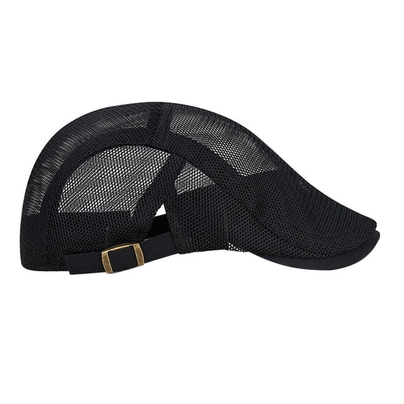 TEHAUX Men's Black Polyester Beret Cap Breathable Lightweight Hat for Casual Fashion Outdoor Activities and Everyday Wear