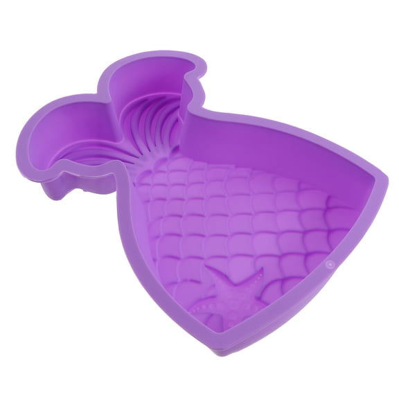 TEHAUX Cake Pan Silicone Mermaid Shape 1Set 9.43 x 6.68 x 1.57 In