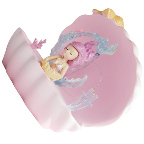 TEHAUX Mermaid Shell Night Lamp Resin Pink Girls Bedroom Decor 1Pcs 3.9X3.7X3.3In