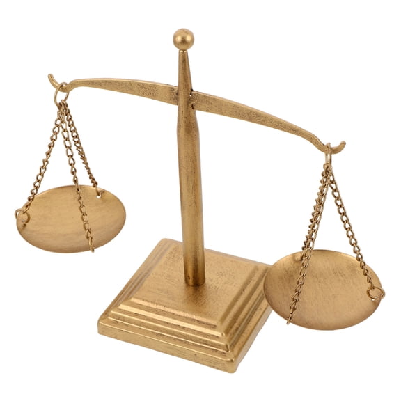 TEHAUX Vintage Style Golden Metal Libra Scale Decorative Sculpture for Lawyer Office
