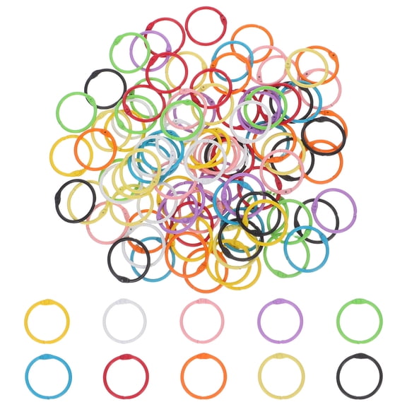 TEHAUX Metal Binder Rings, Multi Colored, Easy Page Replacement, 100Pcs