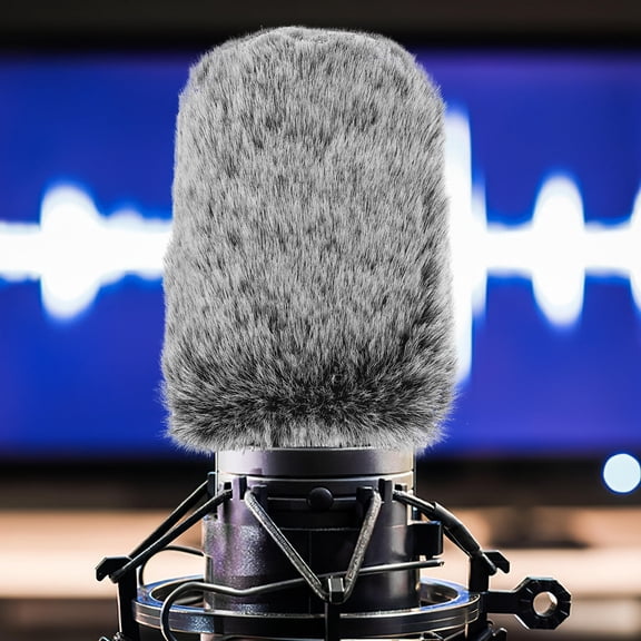 TEHAUX Microphone Furry Windscreen Mic Covers Gray Cloth Noise Reduction for Stage Performance 1Set