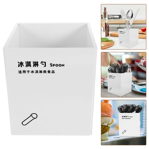 TEHAUX White Acrylic Tableware Container Multipurpose Chopsticks Organizer and Utensil Holder