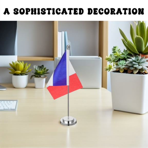 TEHAUX Small Office Flag with Multi Color Polyester Fabric and Stable Base for Desk Decoration