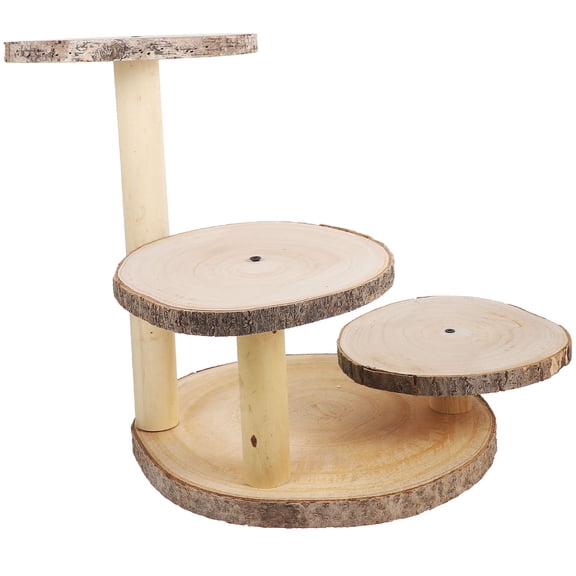 TEHAUX Multi Tiered Wood Cupcake Stand Rustic Wood Cake Stand Wood Dessert Display Tray Party Cake Stand