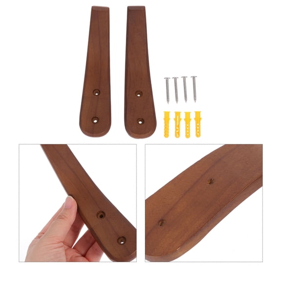 TEHAUX Solid Wood Coat Hooks, Modern Minimalist Brown Wall Mounted Hangers for Home, Entryway, Bedroom, Bathroom Organization