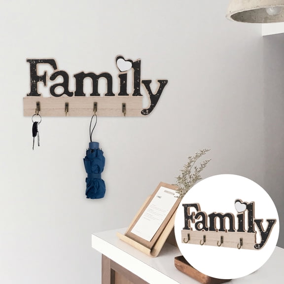 TEHAUX Wall Mounted Clothing Hanger Black Wooden 1Pcs 11.2x4.5in