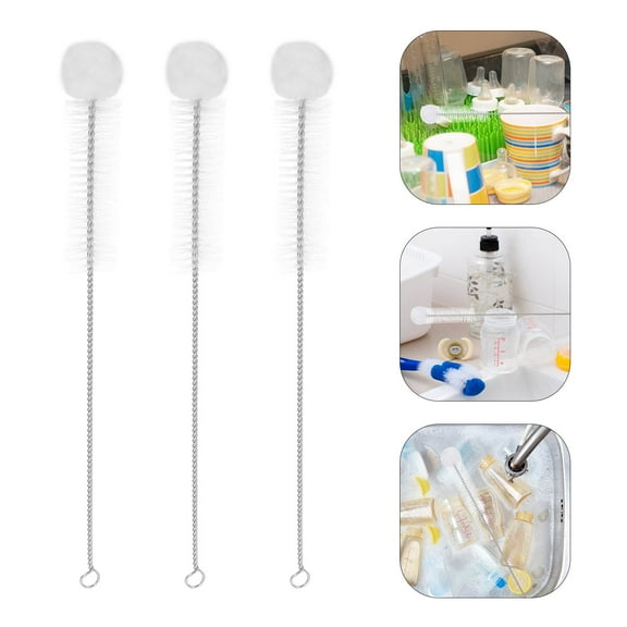 TEHAUX Nylon Cleaning Brush 5Pcs with Long Handle for Household and Lab Use
