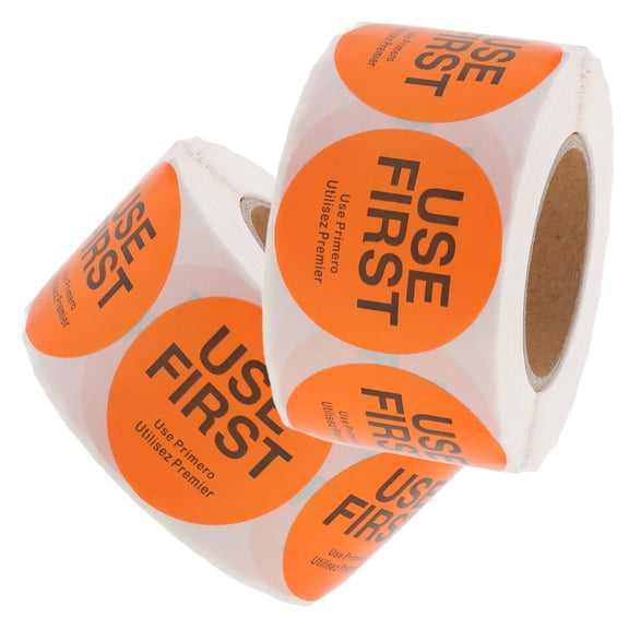 TEHAUX Restaurant Use First Stickers Orange Adhesive Food Labels for Inventory Control