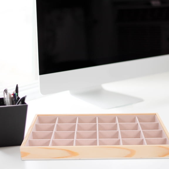 TEHAUX Light Yellow Wooden Jewelry Display Tray with Natural Finish for Stylish Presentation