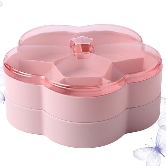 TEHAUX Pink Appetizer Tray Plastic Divided Dish for Serving Candy Nuts and Fruits