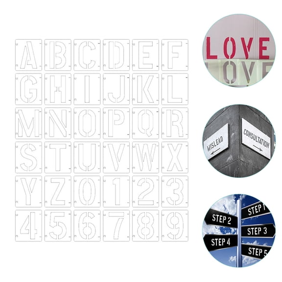 TEHAUX Plastic Stencils for Crafts with Number and Letter Patterns Perfect for DIY Use 1 Set PET White