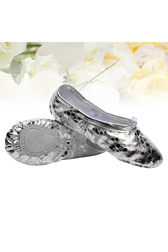 Plated Ballet Shoes with Suede Split Sole and Stretch Belt for Jazz and Gymnastics