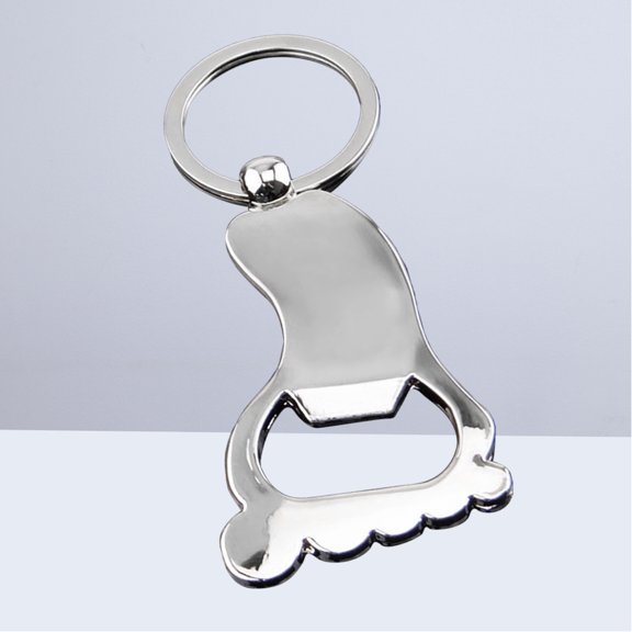 TEHAUX Plated Metal Foot Shape Keychain with Bottle Opener and Key Holder Accessory