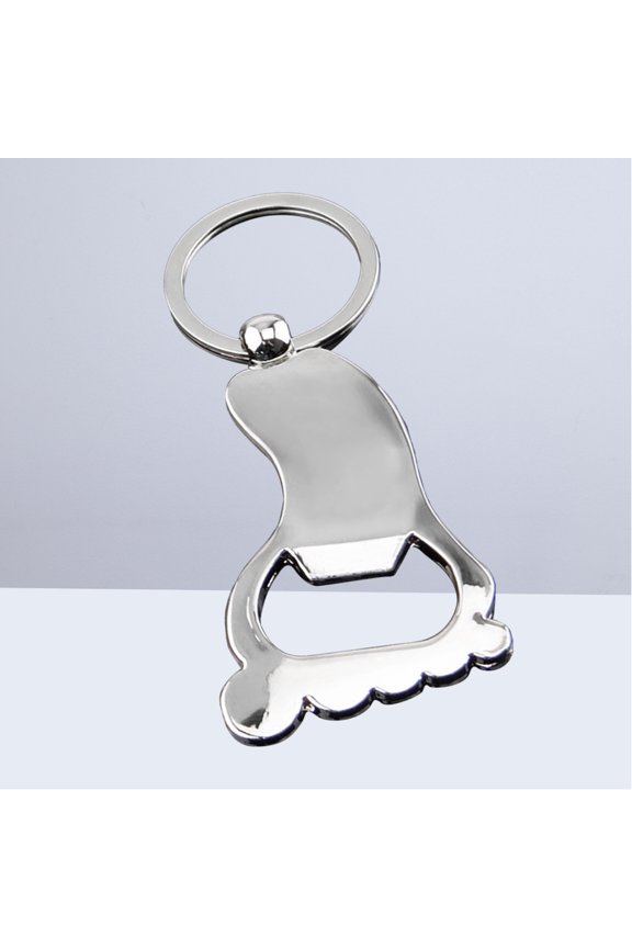 Plated Metal Foot Shape Keychain with Bottle Opener and Key Holder Accessory