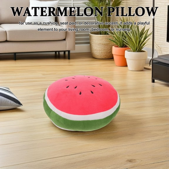 TEHAUX Watermelon Shaped Cushion Vibrant Colors Soft Plush Material for Reading and Relaxing