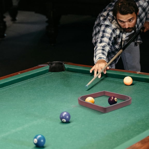 TEHAUX Durable Dark Red Wood Pool Table Rack Nineball Billiard Ball Holder with Smooth Placement