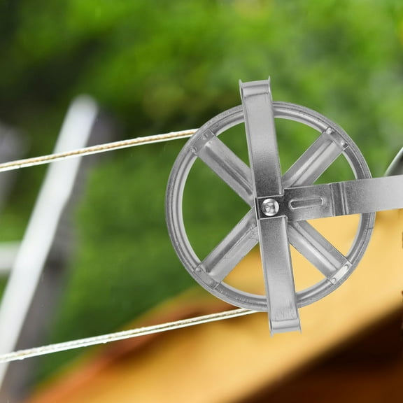 TEHAUX Clothesline Pulley Wheel Iron Easy Pulling Laundry Line Pulley for Outdoor Indoor Use 1 Piece