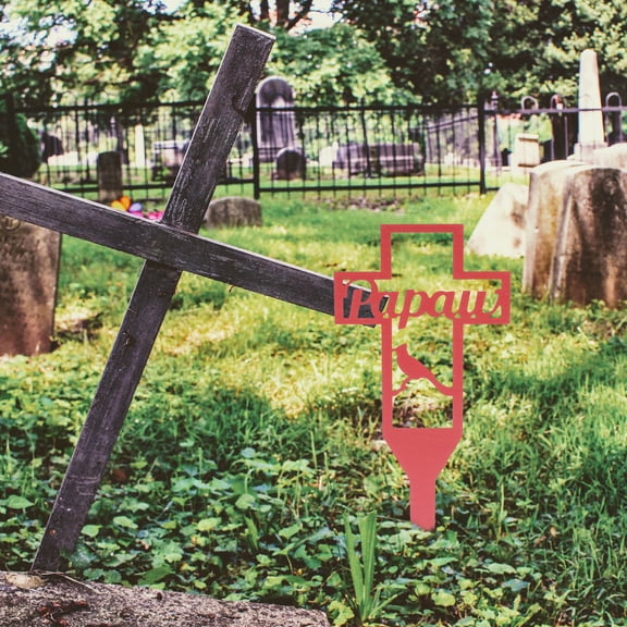 TEHAUX Red Memorial Stake for Dad Lightweight Durable Decorative Ornament for Outdoor Garden Cemetery Use 7.5 Inches