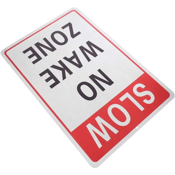 TEHAUX Weather Resistant Slowing No Waking Zone Sign Red 1Set