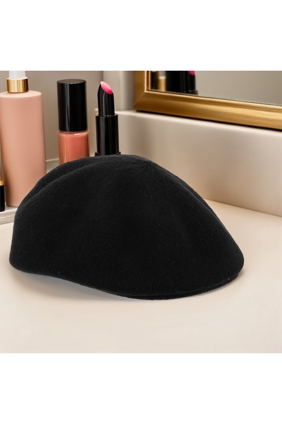 Vintage French Beret Hat For Women Black Polyester Daily Wear 1Set