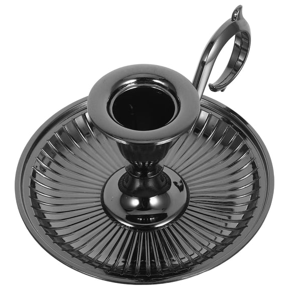 TEHAUX Portable Black Metal Candlestick Holder with Handle Retro Design for Outdoor Dinner Ambiance