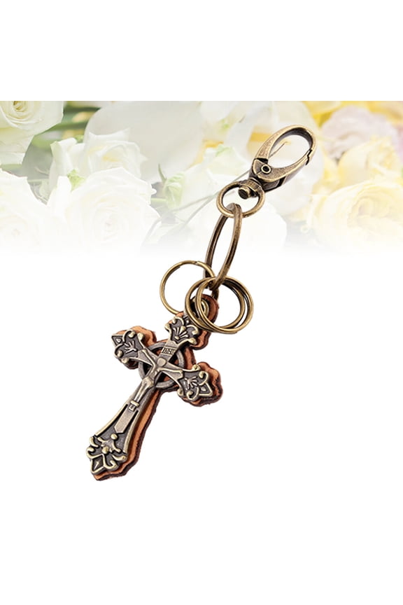 Retro Keychain Adults Vintage Cross Pendant Decorative Punk Style Man