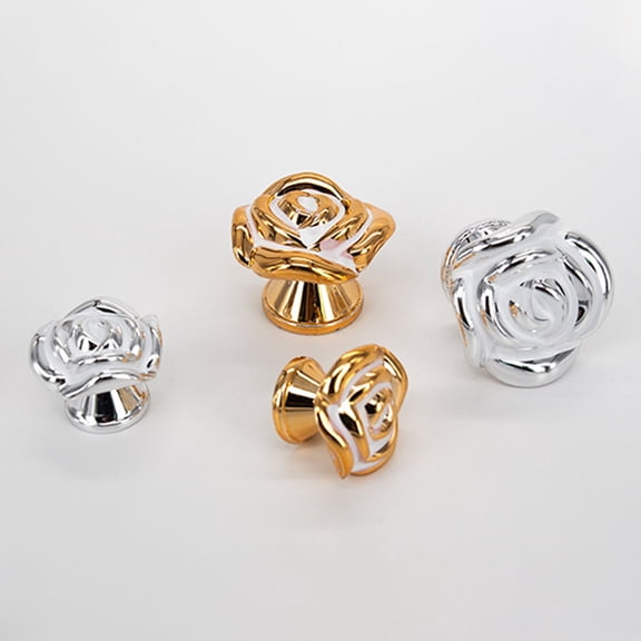 TEHAUX Rose Gold Plastic Flower Cabinet Knobs for Dresser Drawer Decorative Furniture Pulls 20 Pieces