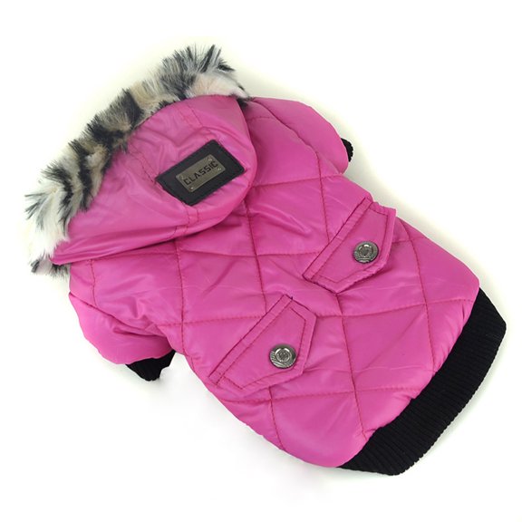 TEHAUX Pet Keep Warm Clothing Rosy Color Button Design Dog Jacket for Outdoor