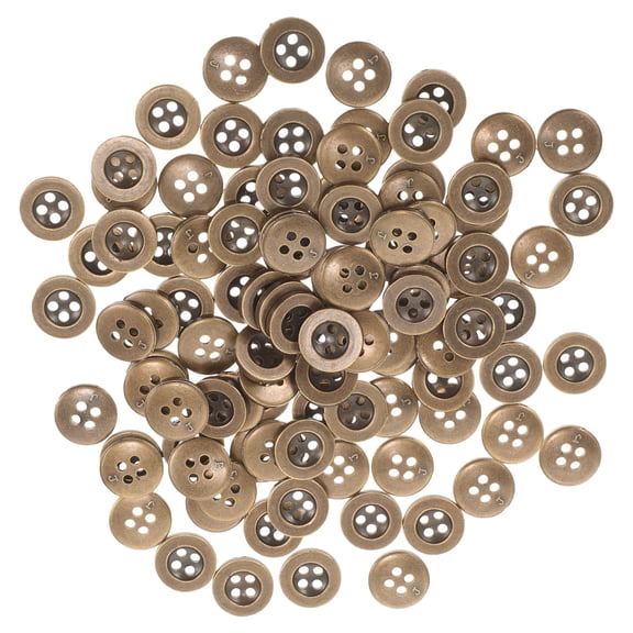 TEHAUX Round Bulk Sewing Buttons 100Pcs Decorative for Clothes DIY Projects and Crafting in Golden Bronze Silver