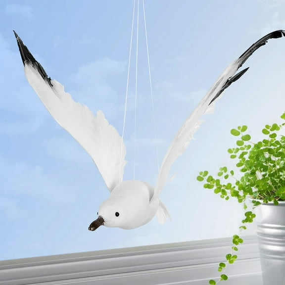 TEHAUX Set of 2 White Seagull Figurines Coastal Home Decor Realistic Beach Decorations for Indoor Outdoor Events