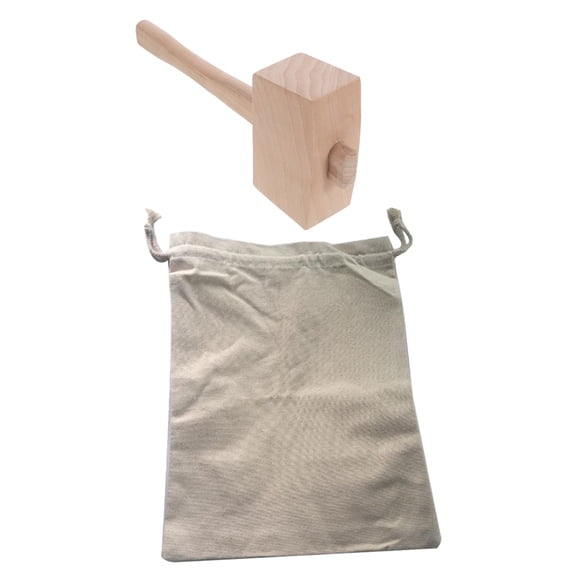TEHAUX 1 Set Reusable Canvas Ice Bag with Wooden Mallet for Home Bars Cocktails and Cold Drinks