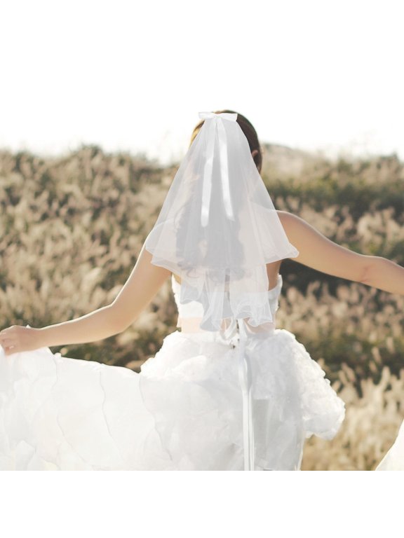 Bride Wedding Veil White Imitation Bow for Elegant Decor