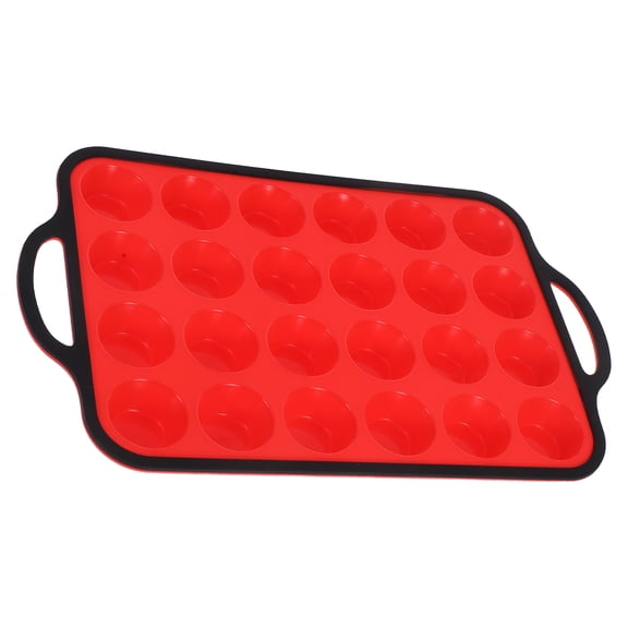 TEHAUX Multi Grid Silicone Muffin Tray in Red with Non Stick Surface for Baking Cupcakes