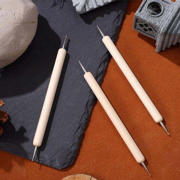TEHAUX Silicone Clay Tools 3Pcs Ball Styluses for Paper Embossing Cylindrical Handle