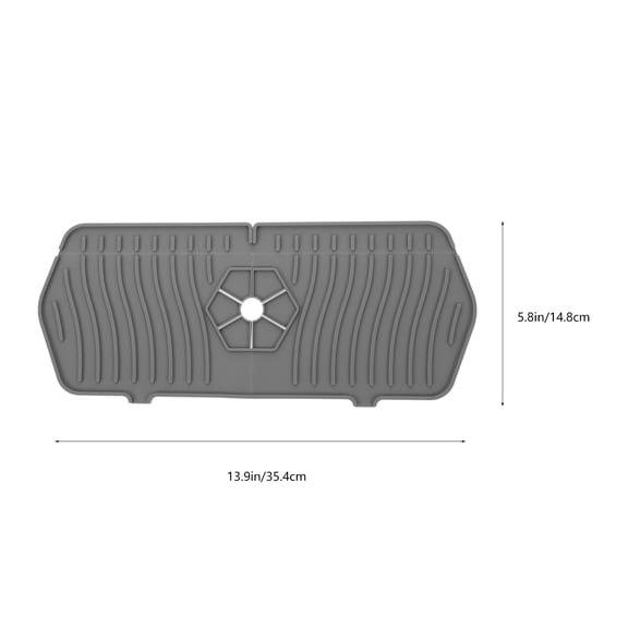 TEHAUX Water Absorbent Mat Silicone Faucet Mat Grey 1Pack 14x5.8x0.2in