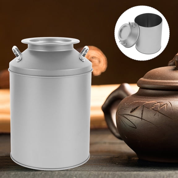 TEHAUX Silver Iron Tea Storage Canister with Lid for Home Use Large Capacity Keeps Food Fresh