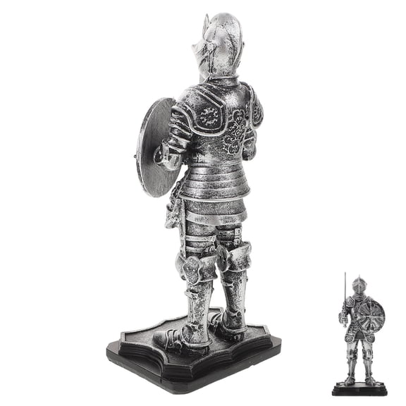 TEHAUX Silver Knight Figurine for Bookshelf Retro Design Home Decoration 1Pack