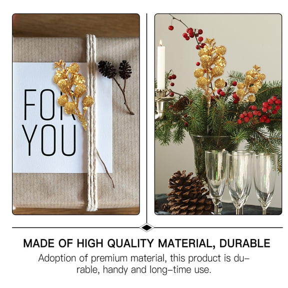 TEHAUX 5pcs Simulation Fruit Branches Christmas Decorations for Tree Wreaths, 1.5ft Iron Wire Xmas Ornaments Holiday Decor