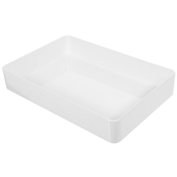 TEHAUX Small Plastic Drawer Organizer Silverware Extendable Cutlery Organiser with Lid White